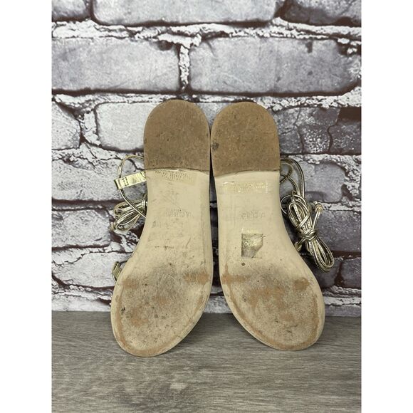 J. Crew Metallic Gold Leather Ankle Wrap Around Sandals Women’s Sz 7.5M US/38EU - Picture 6 of 16